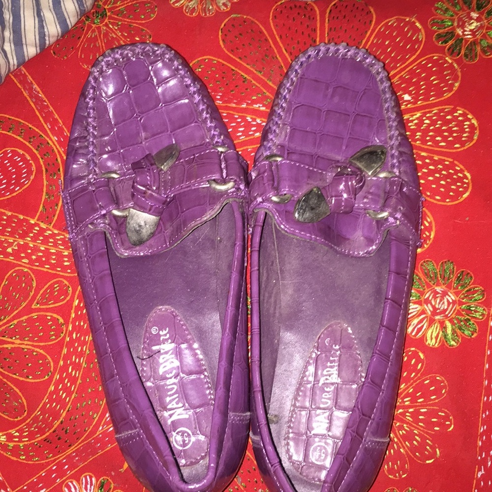 Purple Leather Loafers